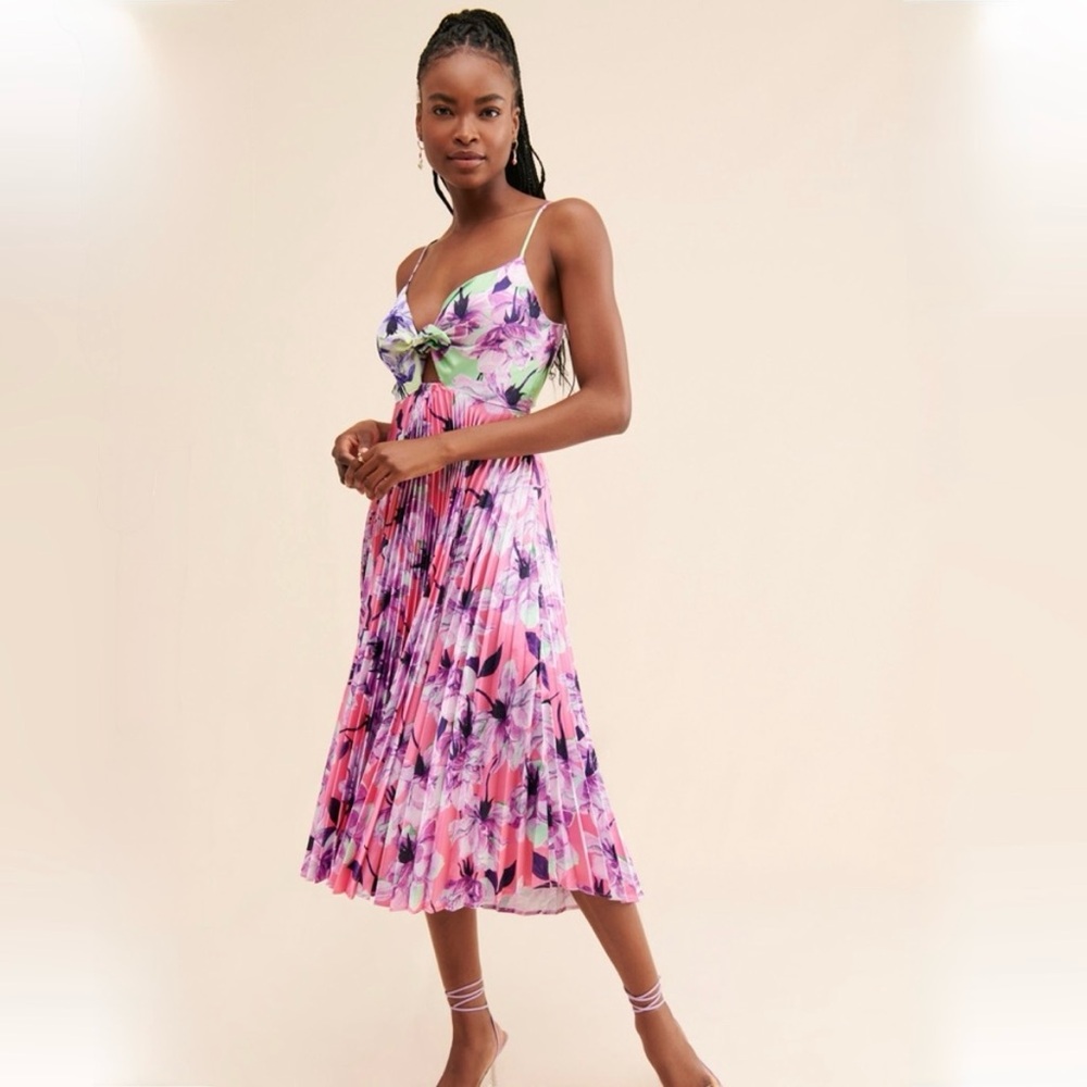 DELFI Collective Floral Dress in Purple and Green